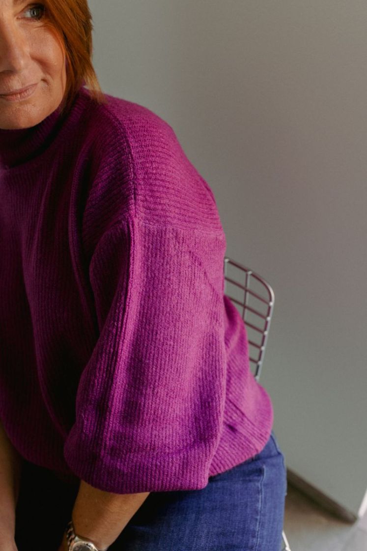 Pull col roule ml perlee PRUNE