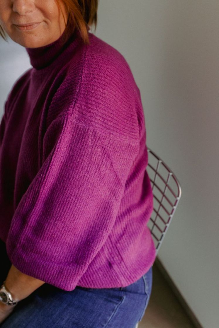 Pull col roule ml perlee PRUNE